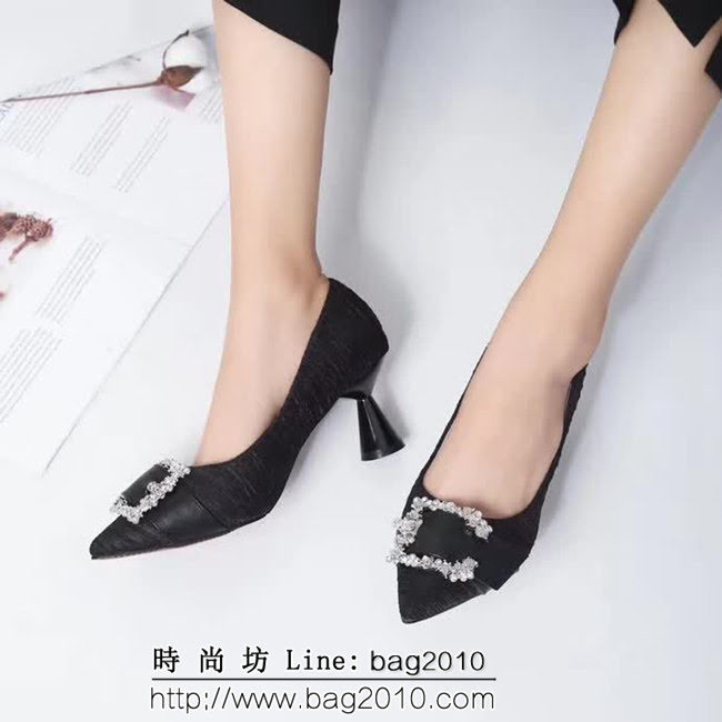 DIOR迪奧 2018秋款 棉麻面料 尖頭高跟鞋 QZS2018